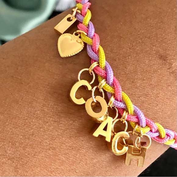 ✨BRAIDED, "I LOVE COACH" GOLD PLATED BRACELET - Picture 1 of 5